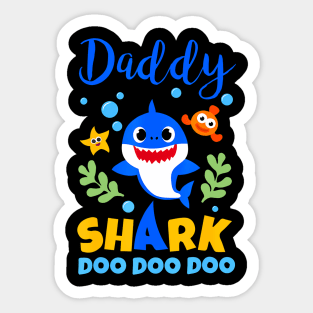 Daddy Papa Of The Shark Birthday Family Matching Birthday Sticker